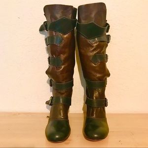 VIVIENNE WESTWOOD NEW 2 TONE STRAP & BUCKLE BOOTS